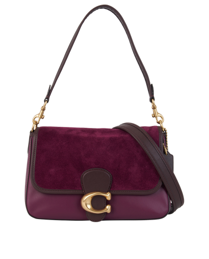 Tabby Soft Shoulder Bag, £175, Handbags, Purple, Leather/Suede, Front view